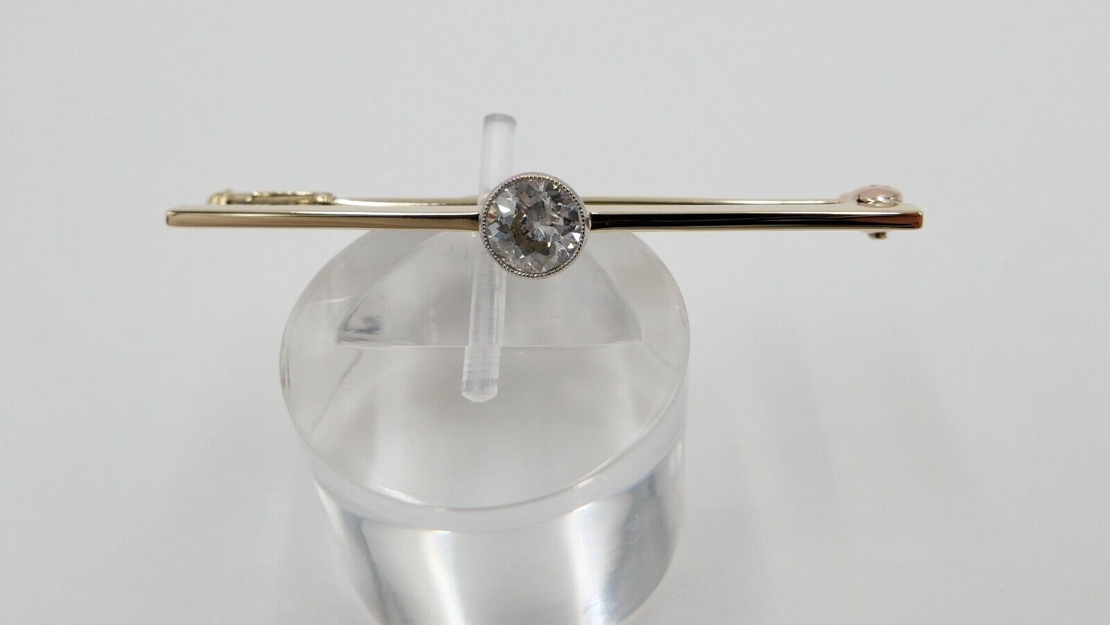 Alte Stabbrosche Bajonettverschluß 0,75 Ct Altschliff Diamant 45mm 585 14K Gold - Antikhandel-Stuttgart