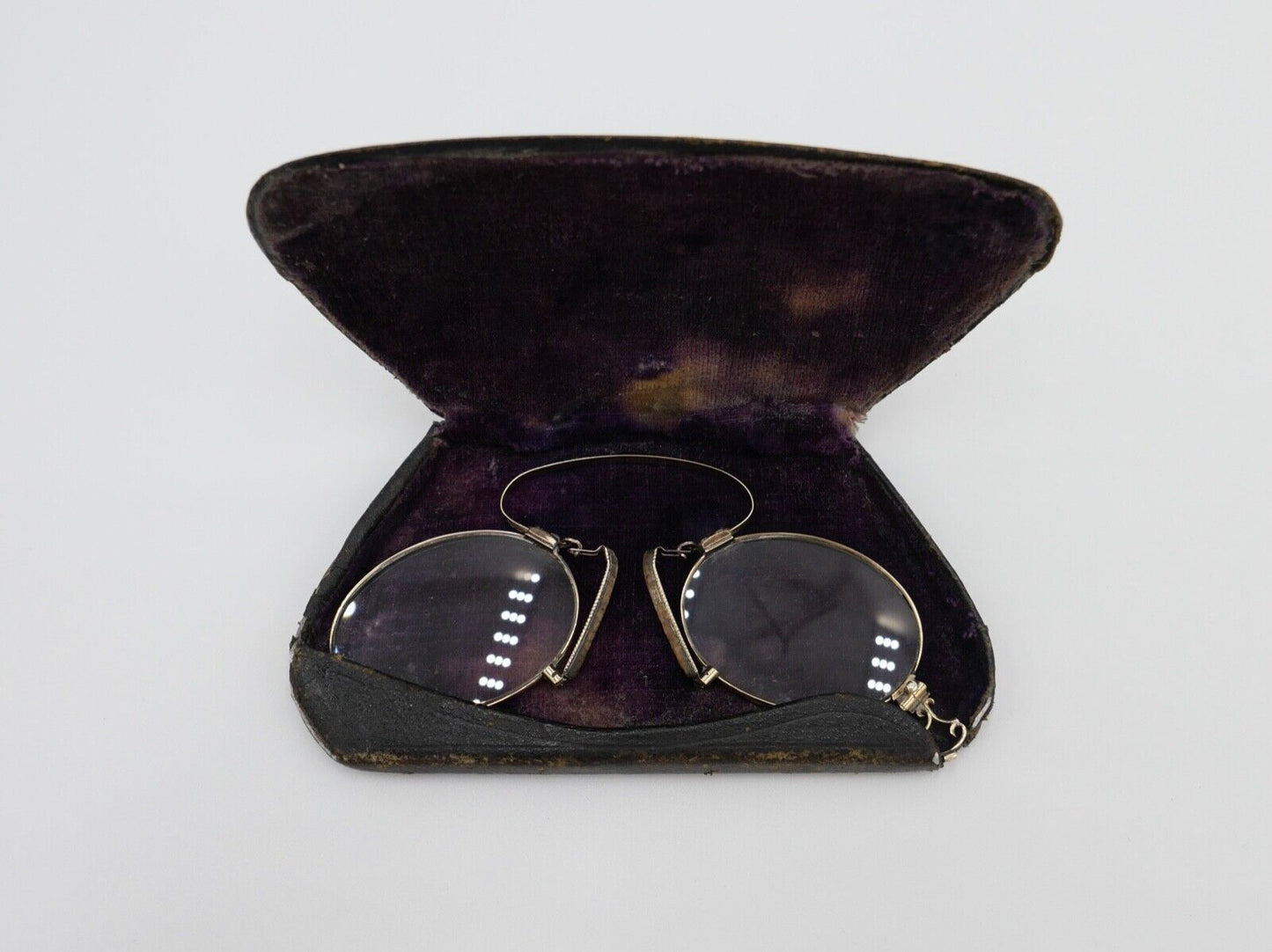 Antik um 1890 Zwicker Kneifer Brille Lesebrille im Etui 585 Gold - Antikhandel-Stuttgart