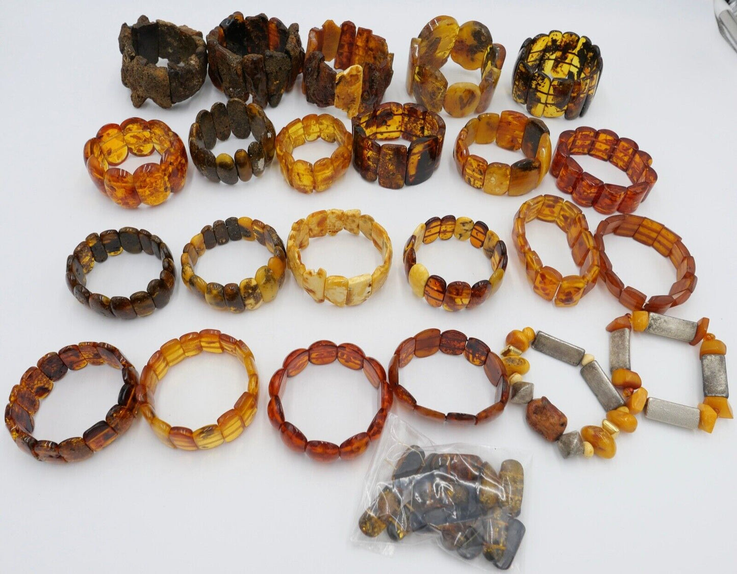 Konvolut Schmuck 24 tlg. Bernstein Armbänder Posten 998 Gramm Armband - Antikhandel-Stuttgart