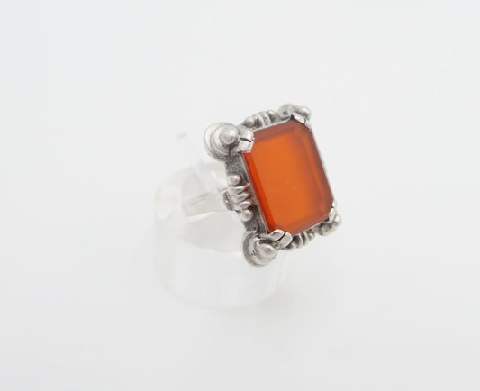 Art Deco Damenring Silber Gr. 55 mit Karneol - Antikhandel-Stuttgart