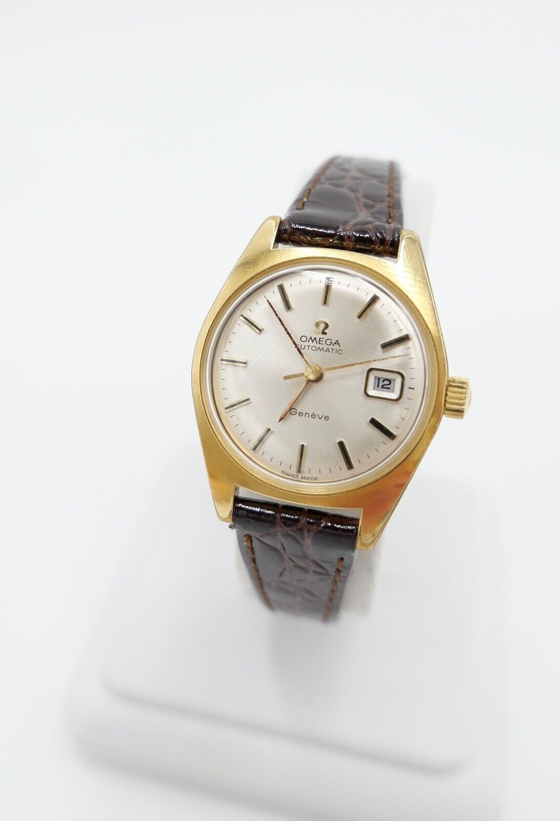 alte 60er Jahre OMEGA Geneve Damenuhr Cal. 681 Ref. 566.012 vergoldet neues Band - Antikhandel-Stuttgart
