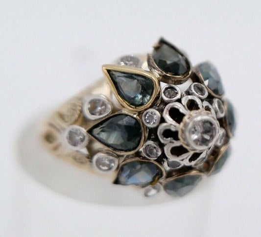 prunkvoller antiker Goldring um 1900 Topas Rubin Quartz 585 14K Damenring Gr. 54 - Antikhandel-Stuttgart