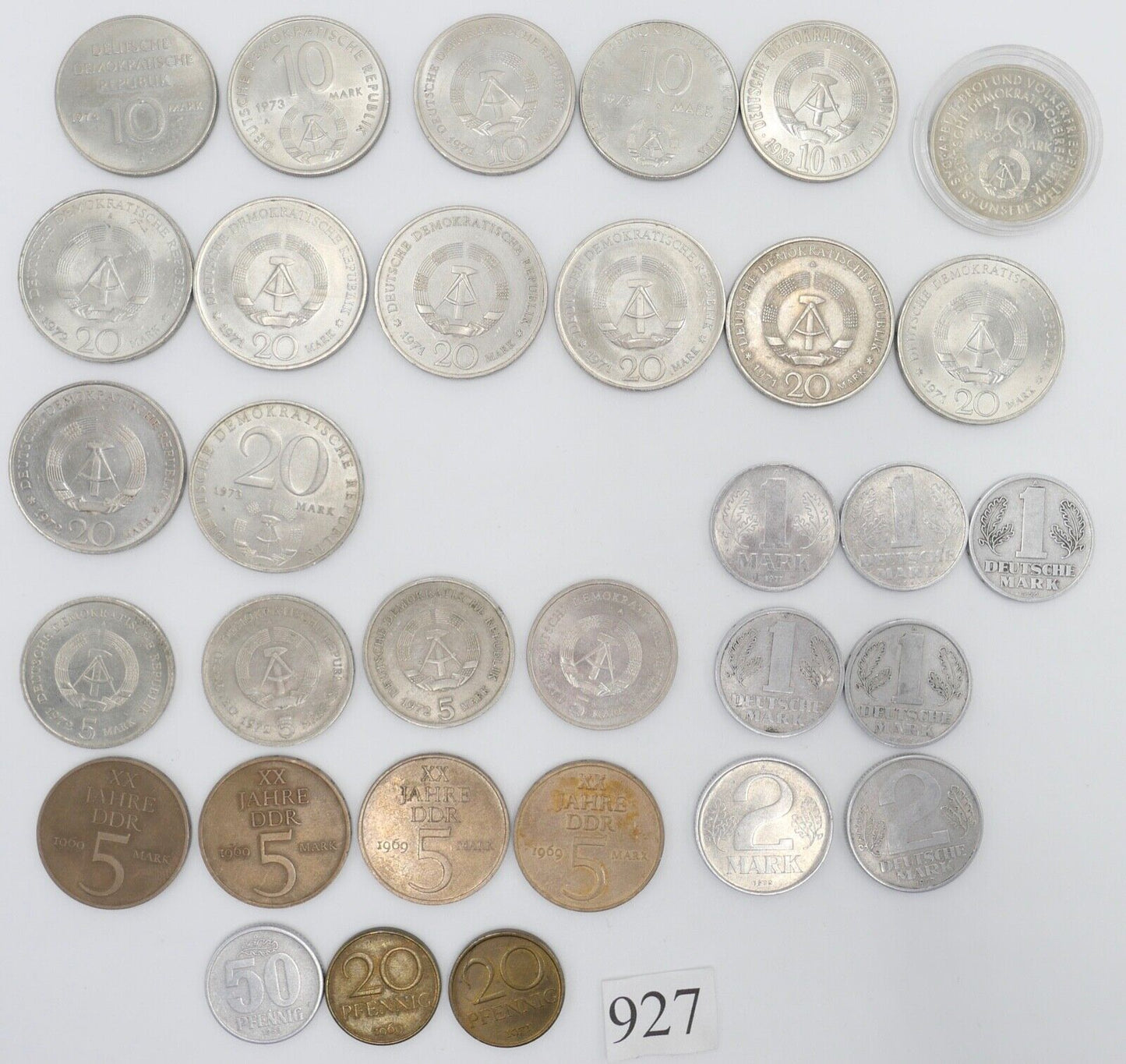 Konvolut Posten 1 , 2 , 5 , 10 , 20 DDR Mark 20 50 DDR Pfennig - Antikhandel-Stuttgart