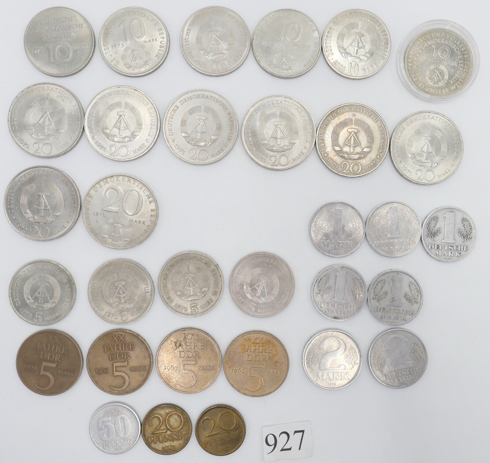 Konvolut Posten 1 , 2 , 5 , 10 , 20 DDR Mark 20 50 DDR Pfennig - Antikhandel-Stuttgart