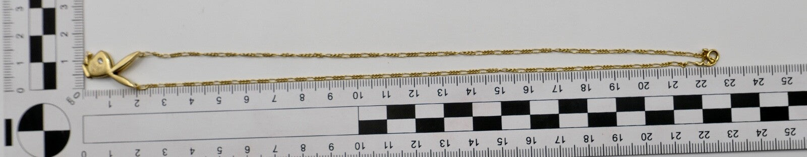 1990er Jahre Damen Playboy Hase Halskette 43cm in 750 18K Gelbgold Diamant