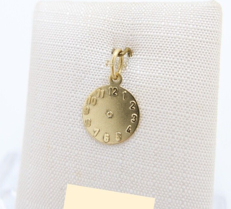 Gold Anhänger 585 / 14K Zifferblatt Uhr Ø 10 mm - Antikhandel-Stuttgart