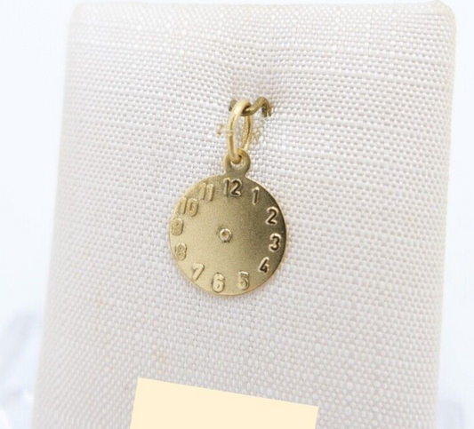 Gold Anhänger 585 / 14K Zifferblatt Uhr Ø 10 mm - Antikhandel-Stuttgart
