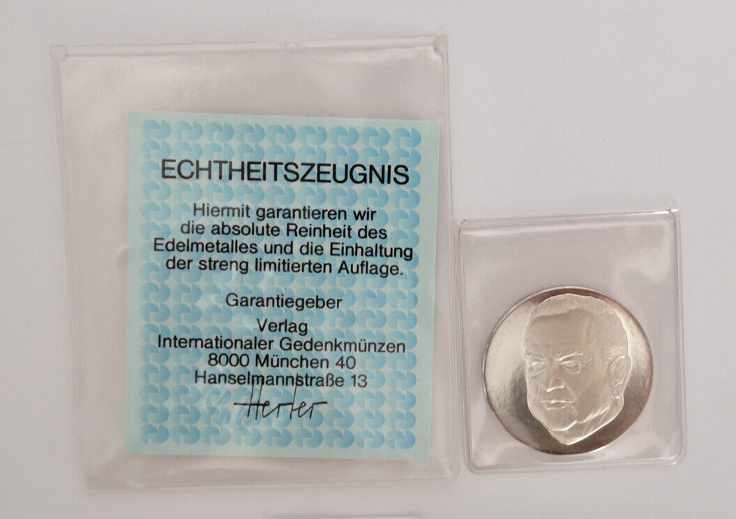 Alfons Goppel Ministerpräsident 999,9 Silber Medaille 1962-1978 PP BAYERN - Antikhandel-Stuttgart