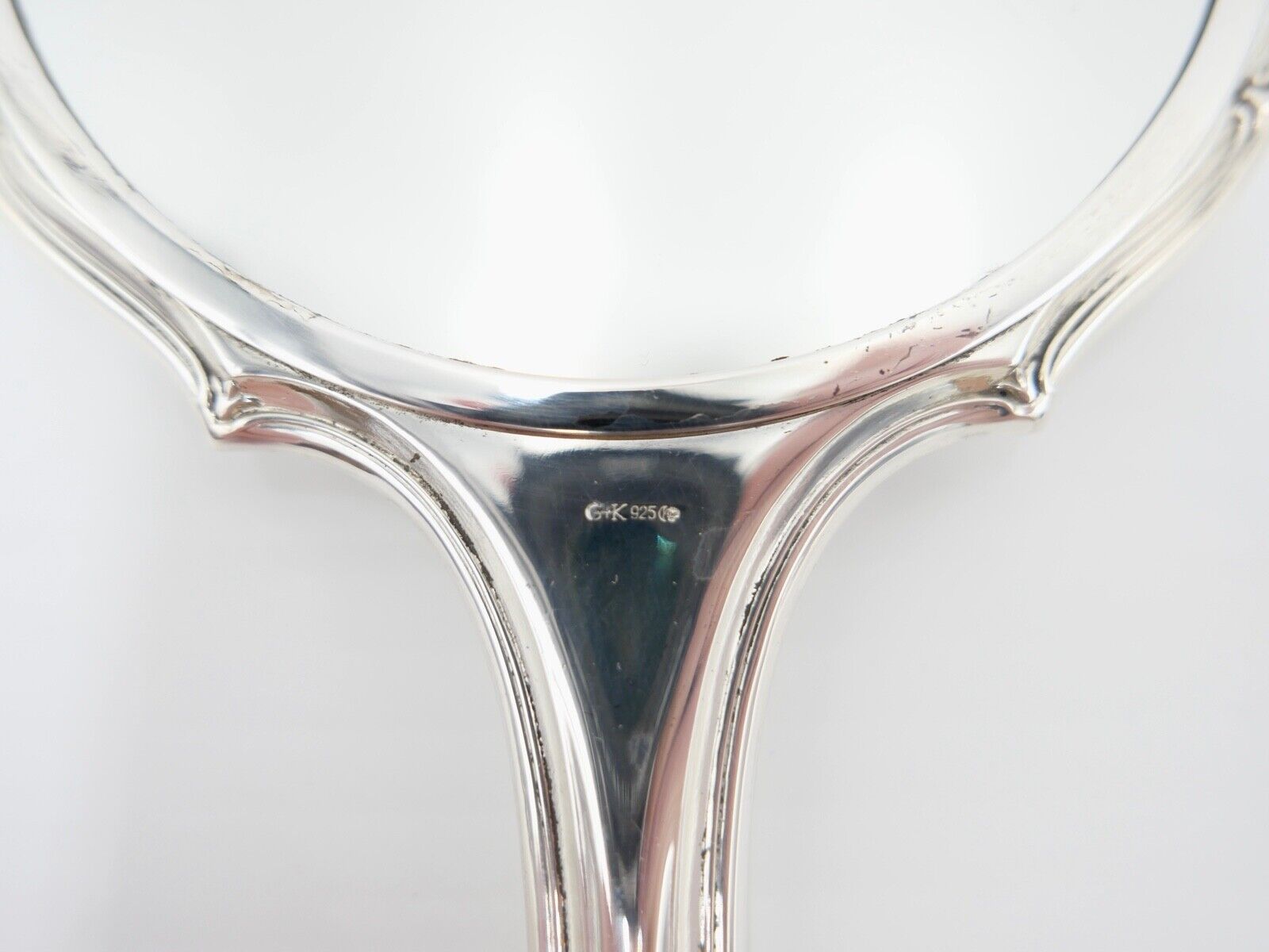 Alter G+K 925 Silber Handspiegel Ø 12,3cm GK NEUwertig - Antikhandel-Stuttgart