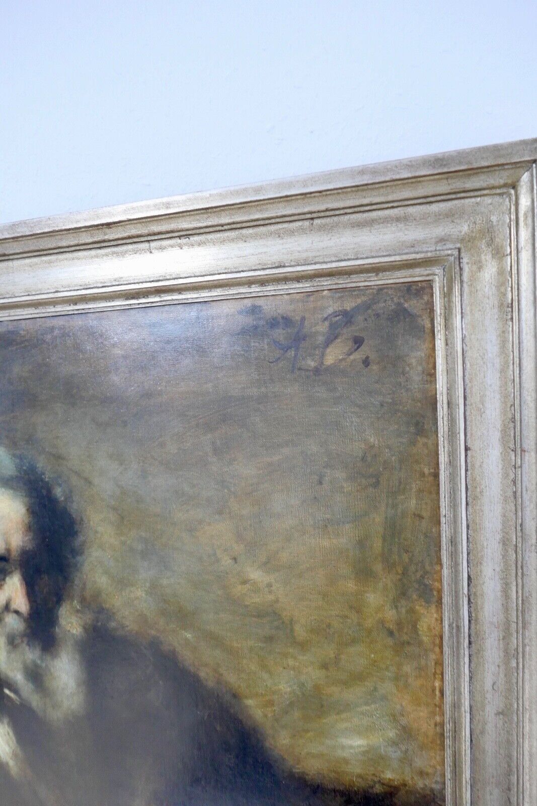 136 x 106 cm MONOGRAMMIST A.B. / A.V. Maler 19. Jh. " Gelehrter im Pelzmantel " - Antikhandel-Stuttgart