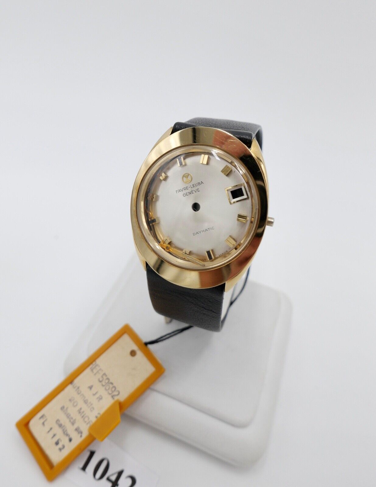 NEU Vintage 70er Jahre Gehäuse FAVRE-LEUBA GENEVÉ DAYMATIC Ref. 59692 vergoldet - Antikhandel-Stuttgart