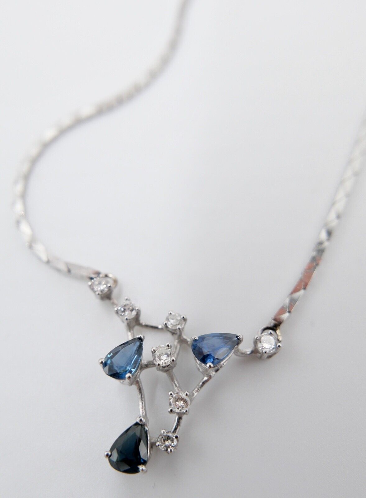 Collier Kette 42,5 cm Weißgold 585 14K Italien Gold Diamanten 0,48 Ct VS Saphire - Antikhandel-Stuttgart