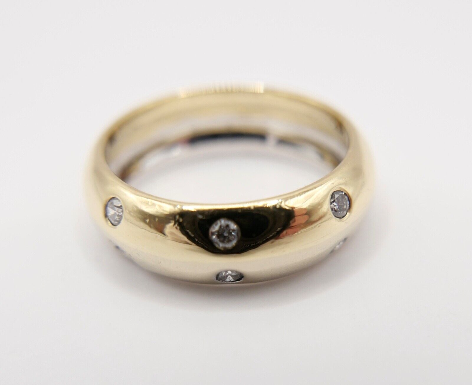 Massiver 750 18K Gold Bicolor Damen Ring mit 6x Brillanten 0,21 Ctw Gr. 54 - Antikhandel-Stuttgart