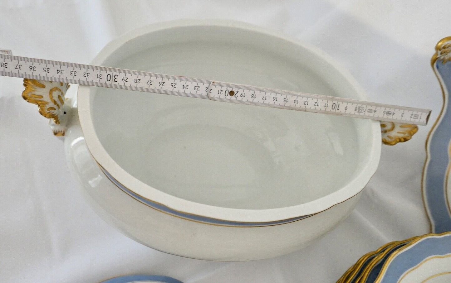 Knaufzeit seltenes Meissen Speiseservice Weiß Blau Gold Putto XXL Platte 1.Wahl - Antikhandel-Stuttgart