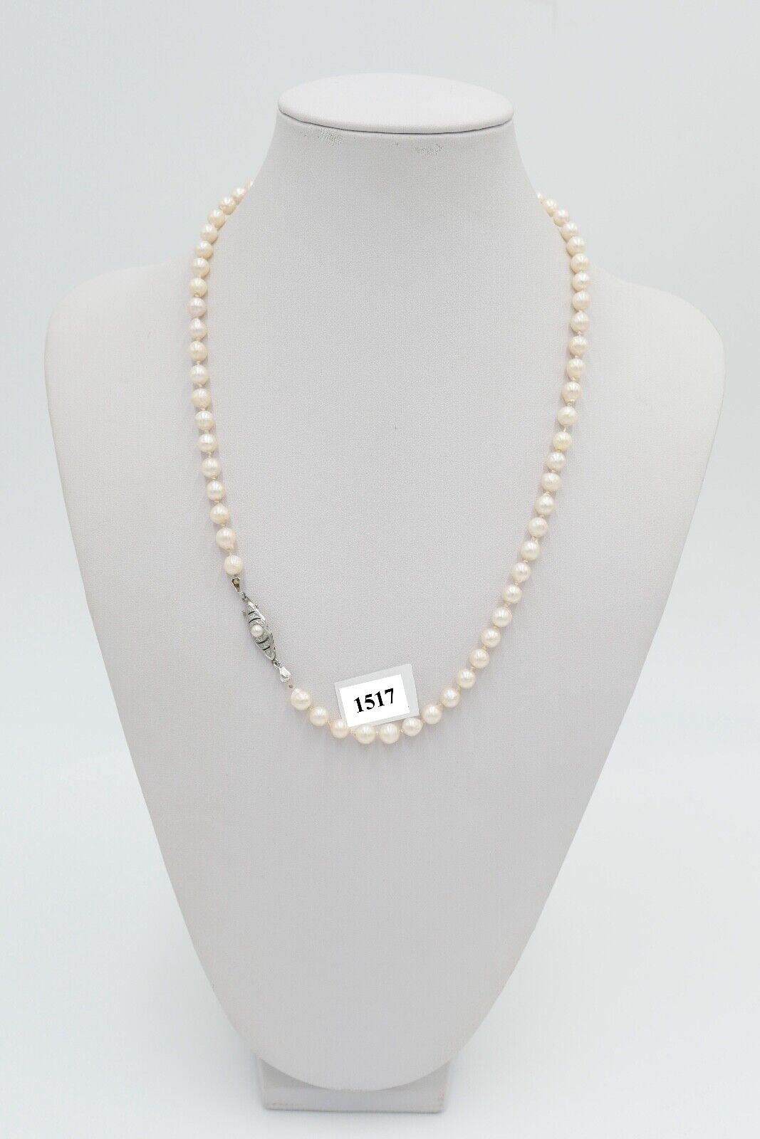 80er Jahre Akoya Perlenkette Collier 52 cm Zuchtperle Gold 333 / 8 K Ø 6 mm - Antikhandel-Stuttgart