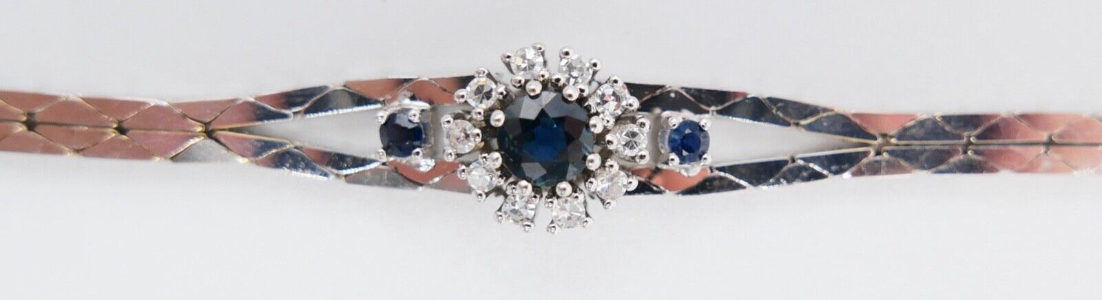 Diamant Saphir Armband 585 14K Weißgold 1970er 0,85 Ct VVS Top Wesselton - Antikhandel-Stuttgart