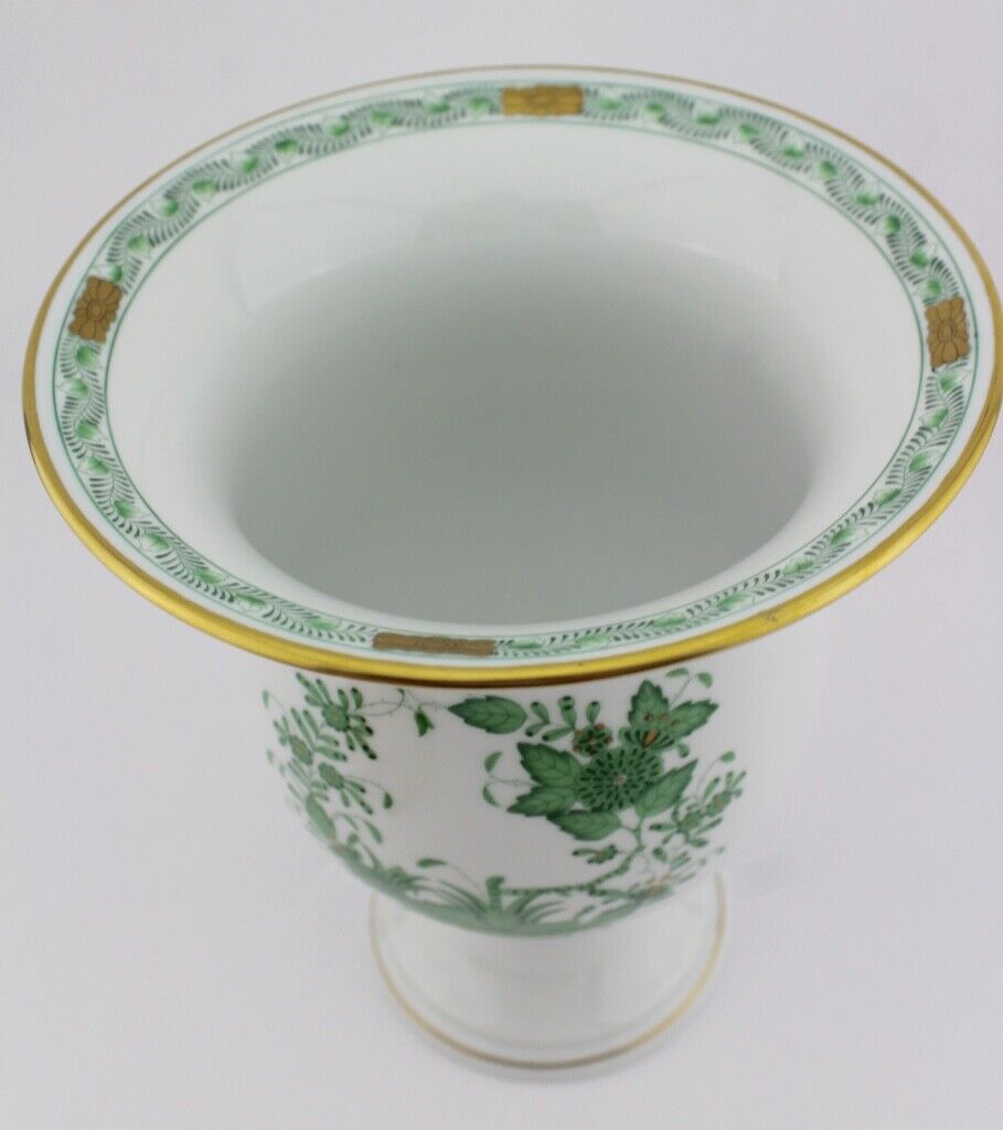 Herend Hungary Porzellan Vase 7178 " Indischer Blumenkorb " Grün 20 cm - Antikhandel-Stuttgart