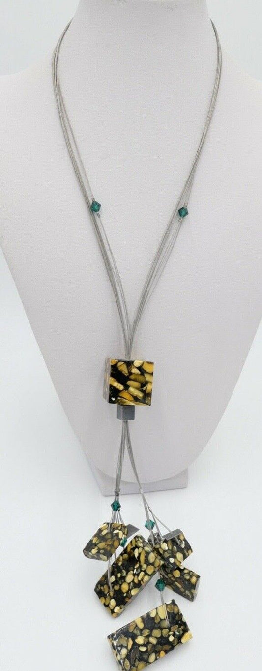 Vintage Designer Bernstein Würfel Kette Halskette Collier Silber Amber 46,4 gr - Antikhandel-Stuttgart