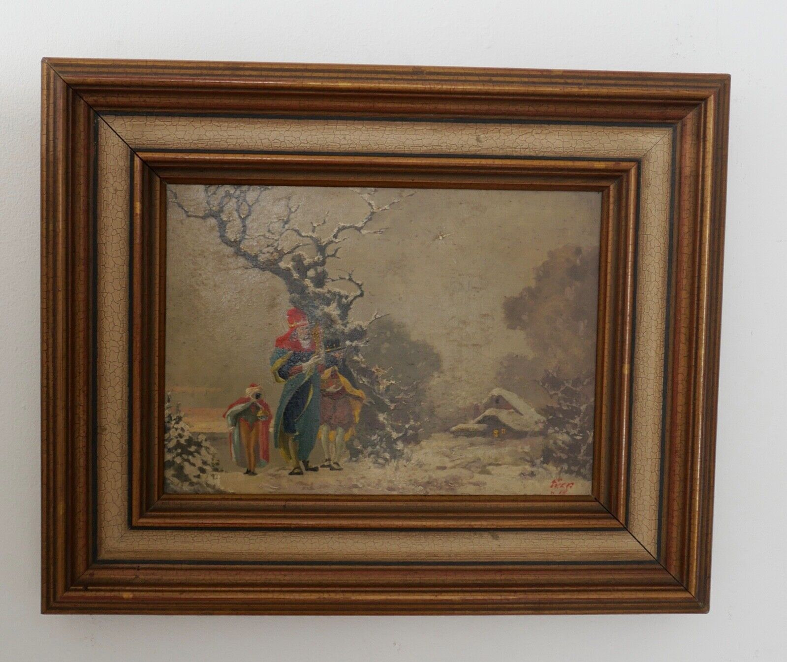 Öl auf Holz " die Heiligen 3 Könige " Gustav Eyer 1887 Mollkirch - 1946 München - Antikhandel-Stuttgart