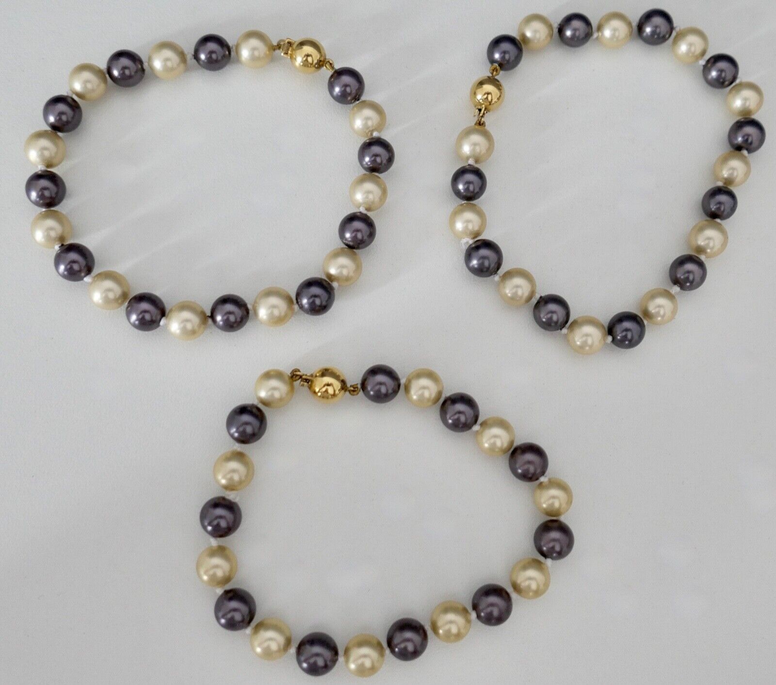 SET Perlenkette Armband individuell Perlen Gold JKa 375 /9K pearl Ø 7-9 mm 75 cm - Antikhandel-Stuttgart