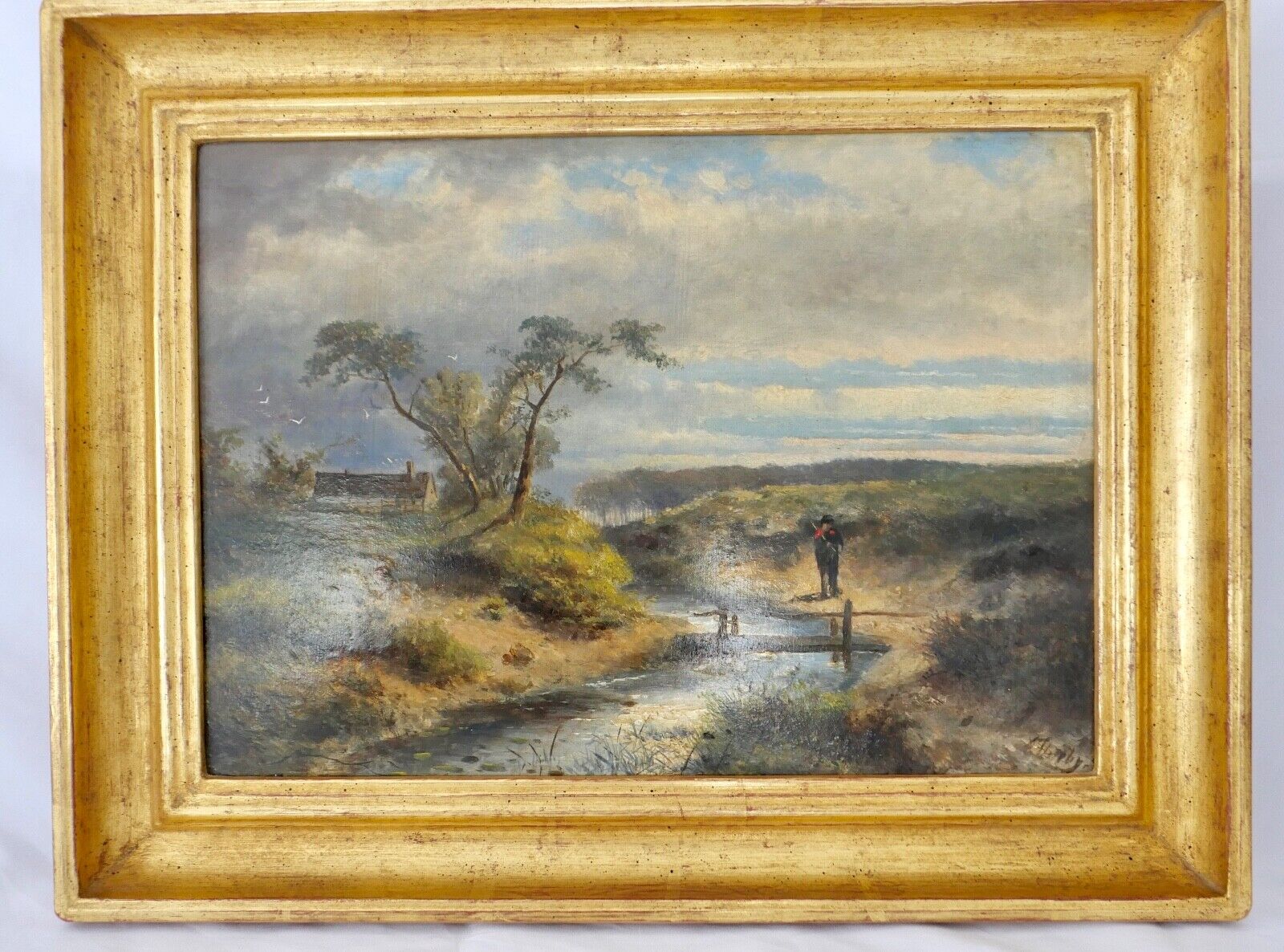 Antikes Ölgemälde Signiert ABRAHAM HULK II (1851-1922) Dünenlandschaft Schäfer - Antikhandel-Stuttgart