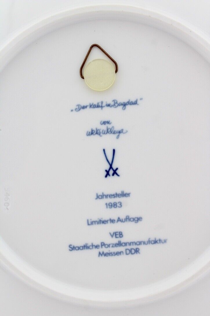 Meissen 1.Wahl Jahresteller 1983 Entwur Ukki Ikleya " Der Kalif in Bagdad " 26cm - Antikhandel-Stuttgart