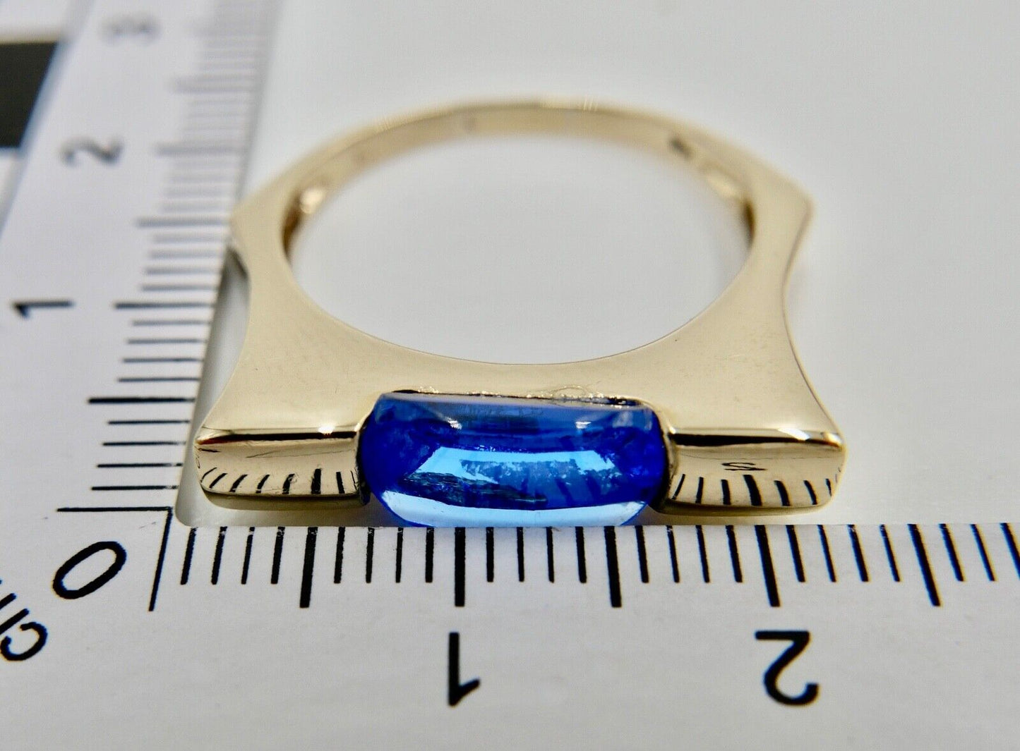 Gelb Gold Damen Ring Gr. 58 blauer Synthetisch Spinell 333 8K - Antikhandel-Stuttgart