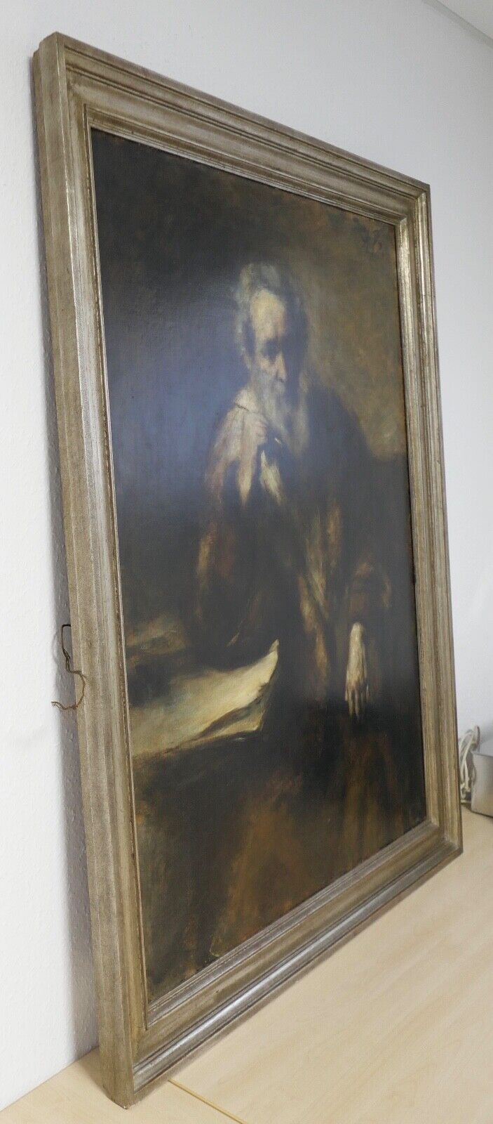 136 x 106 cm MONOGRAMMIST A.B. / A.V. Maler 19. Jh. " Gelehrter im Pelzmantel " - Antikhandel-Stuttgart