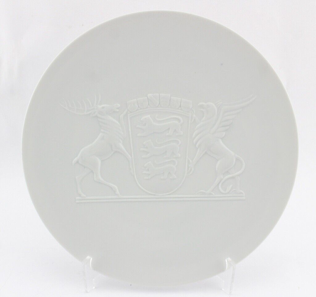 Ludwigsburger Porzellan Zierteller Wandteller Wappen Baden Württemberg BW Ø 24cm - Antikhandel-Stuttgart