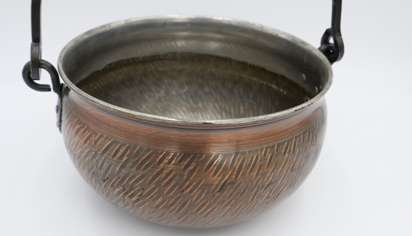 Wagner West Germany Kupfer Blumentopf Hängetopf Topf Kübel mit Henkel - Antikhandel-Stuttgart