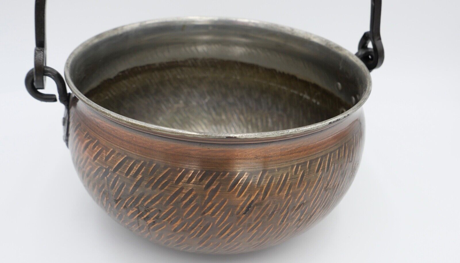 Wagner West Germany Kupfer Blumentopf Hängetopf Topf Kübel mit Henkel - Antikhandel-Stuttgart