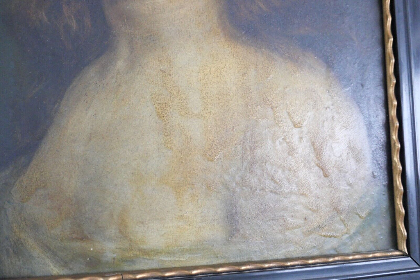 62 x 52 cm antikes Gemälde Portrait einer Frau R. Monnard Lyon 1850 Öl auf Holz - Antikhandel-Stuttgart