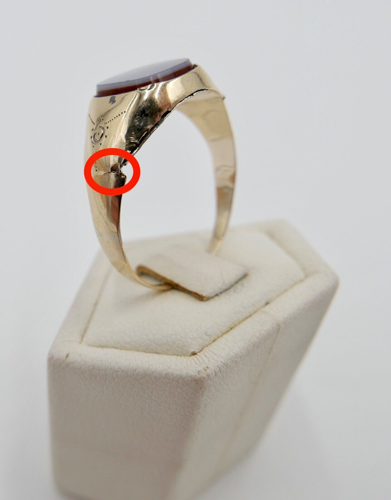 Antiker Jugendstil Siegelring Ring Gold 585 14K Gr. 59 Blauer Achat Lagenstein - Antikhandel-Stuttgart