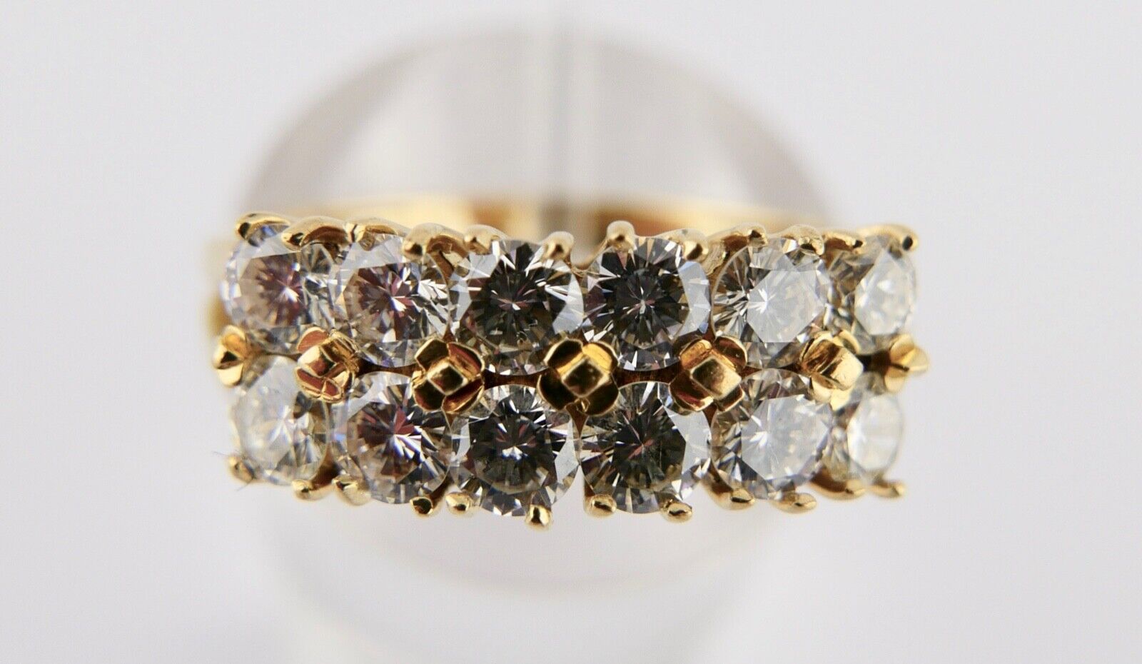 Luxus Gelbgold Ring 1,56 Ct VVS 12 Brillanten 750 18K Gr. 59 halb memory - Antikhandel-Stuttgart