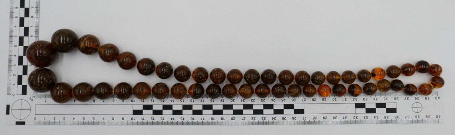 vintage XL Bernstein Kette / Collier / Halskette Kugeln 122 Gramm / 82 cm - Antikhandel-Stuttgart