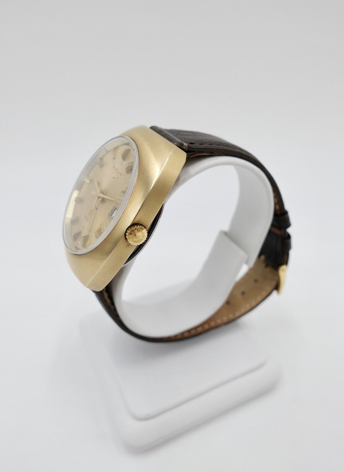 Vintage 70er LONGINES ULTRONIC 40x43 mm Gold Cal. 6312 Herrenuhr 6253 8494-1 - Antikhandel-Stuttgart