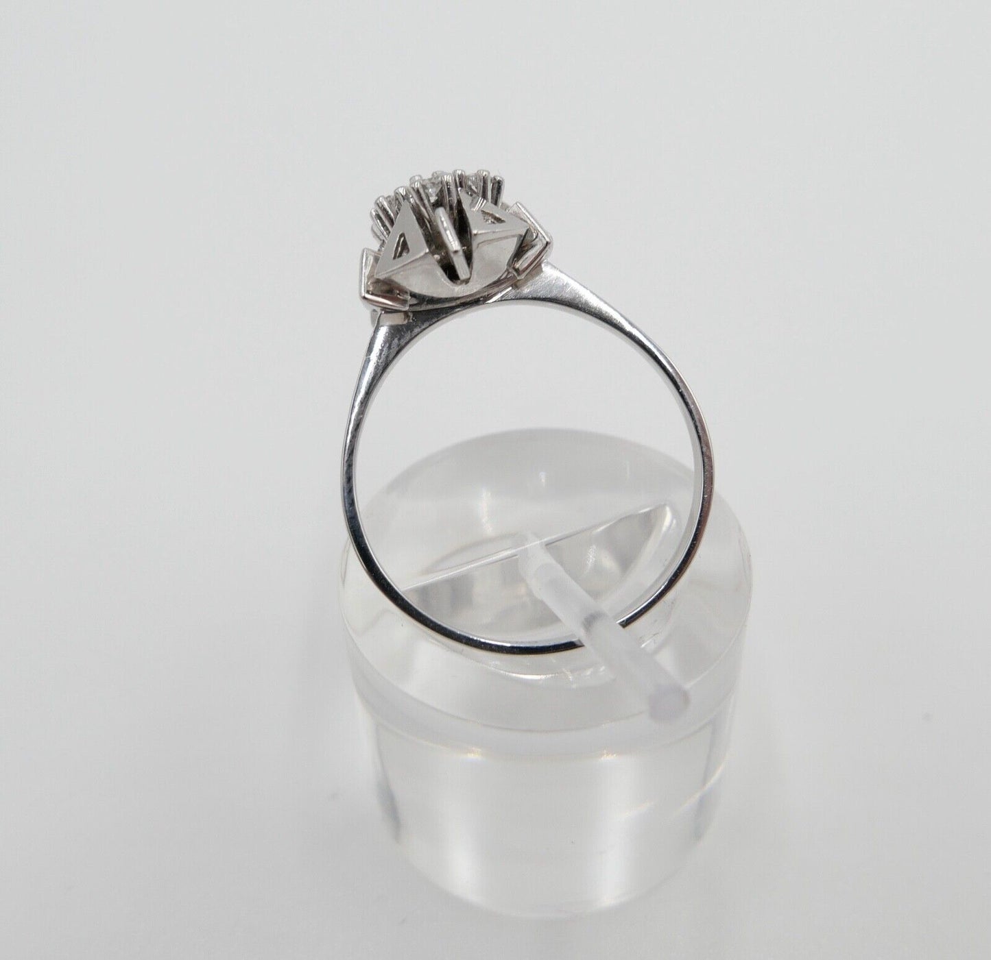 Weiß Gold Ring Dreieck Motiv 585 14K mit Brillant & Zirkonia 0,22 Ct Gr. 59 - Antikhandel-Stuttgart