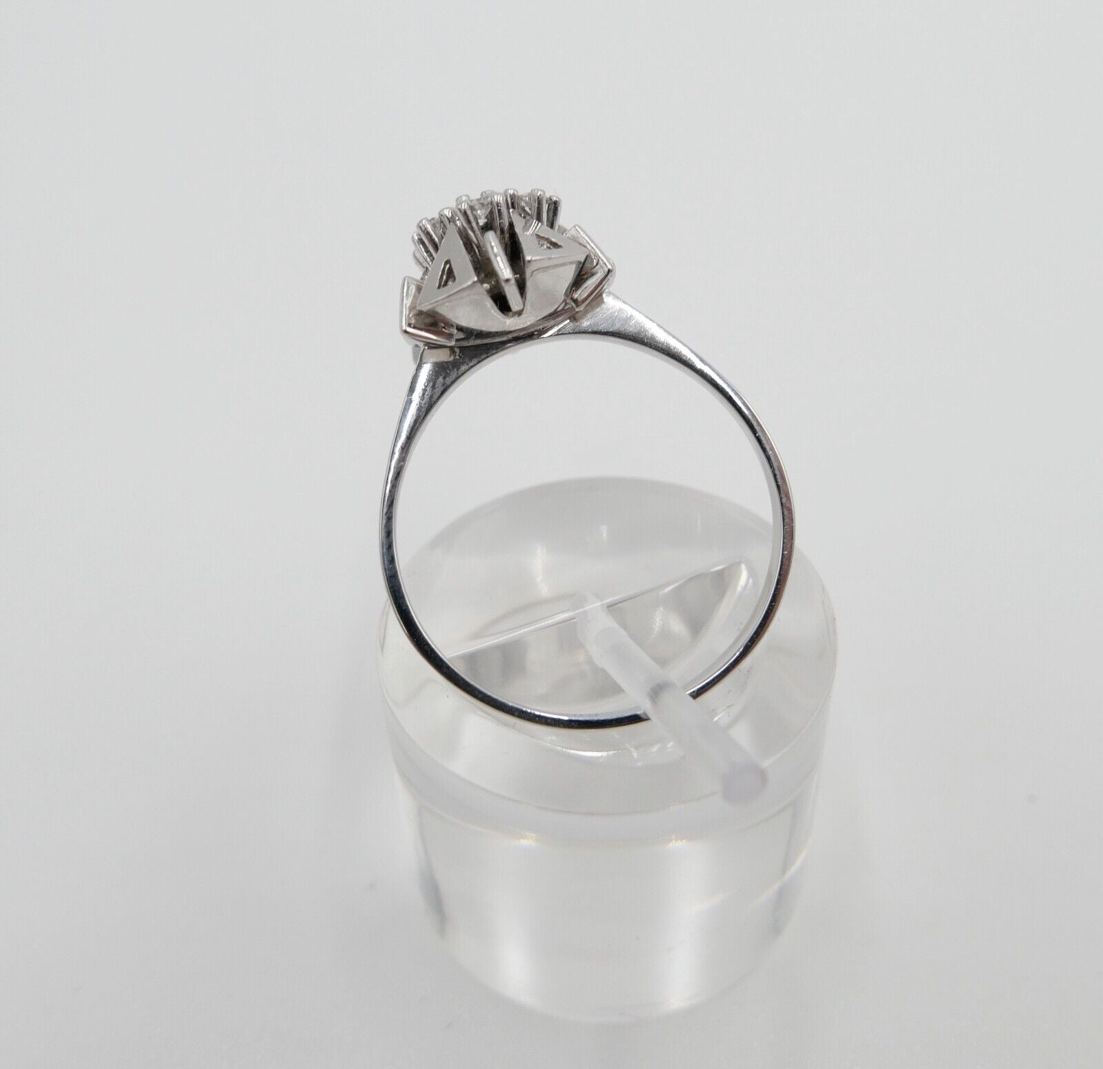 Weiß Gold Ring Dreieck Motiv 585 14K mit Brillant & Zirkonia 0,22 Ct Gr. 59 - Antikhandel-Stuttgart