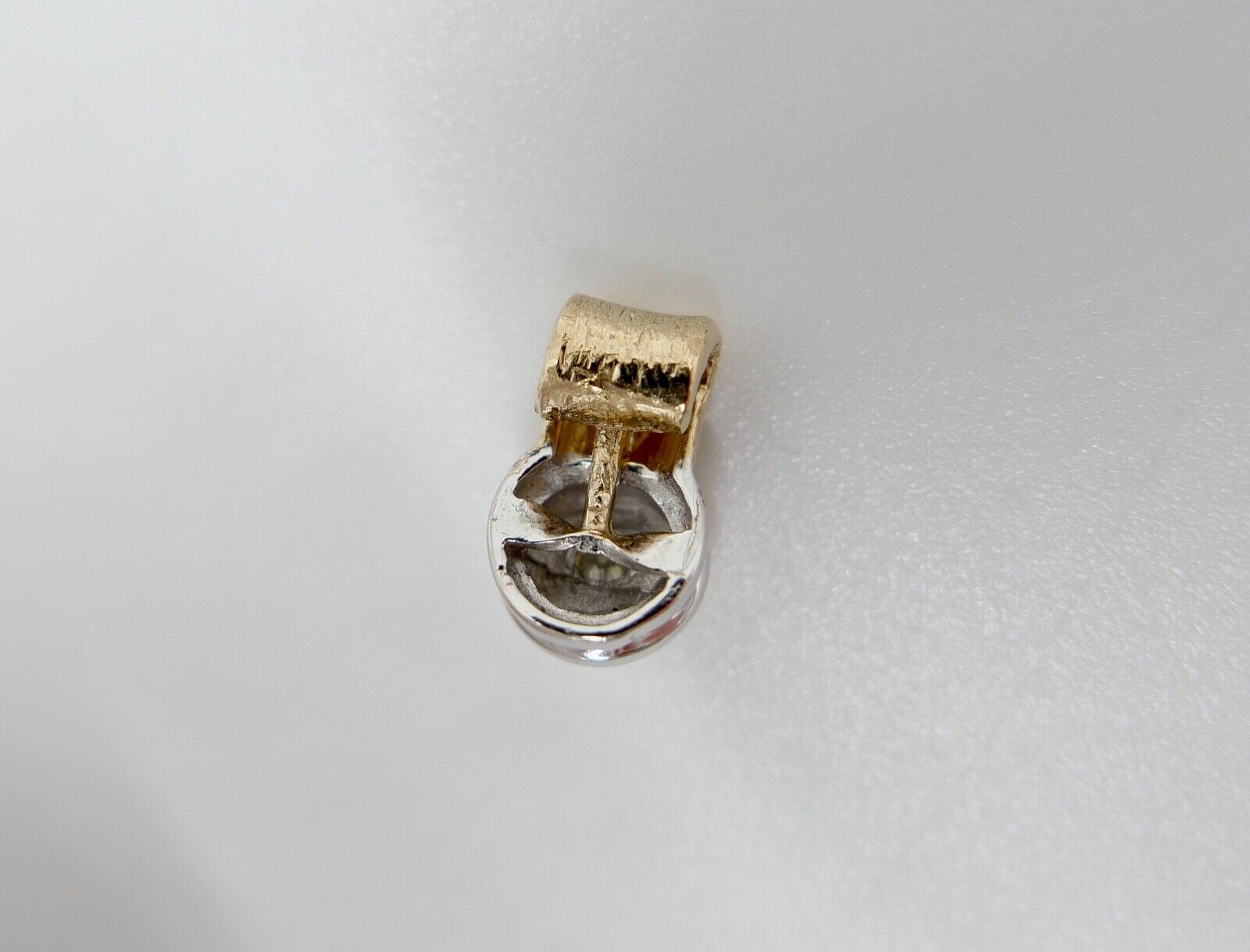 585 14K Gelb Weiß Gold SOLITÄR Bicolor Anhänger Fancy gelb Yellow Brillant 0,05 - Antikhandel-Stuttgart