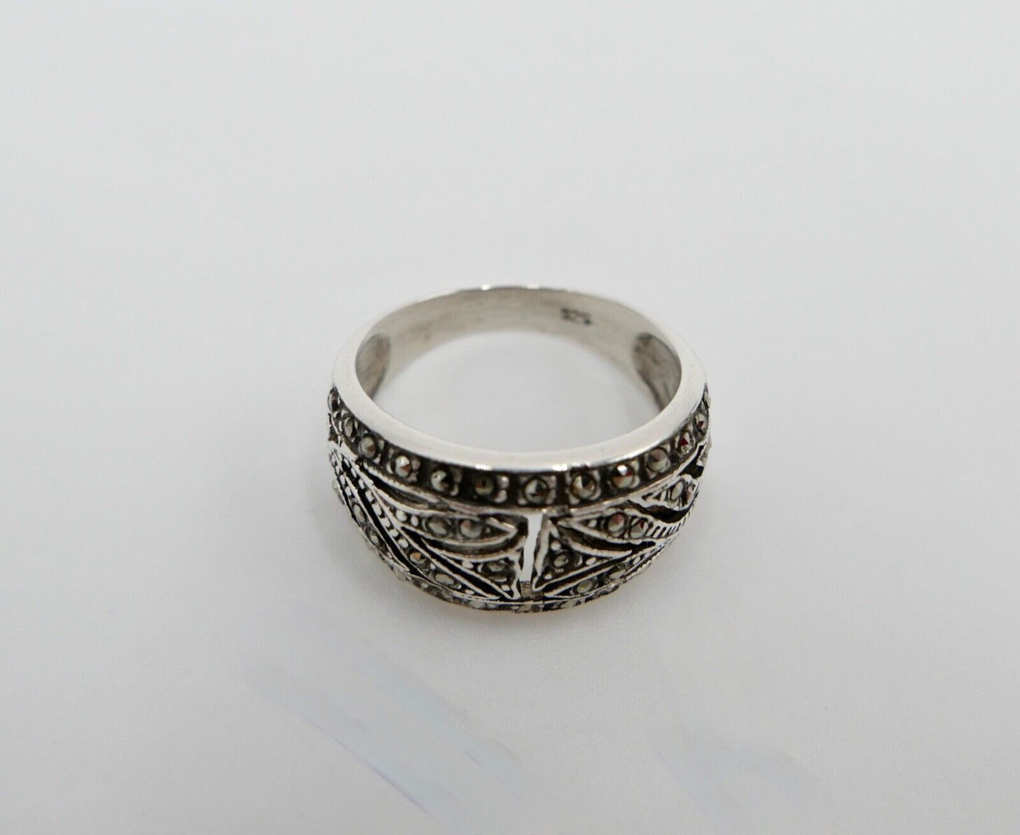 80er Jahre Markasit 925 Silberring Gr. 57 Damenring - Antikhandel-Stuttgart