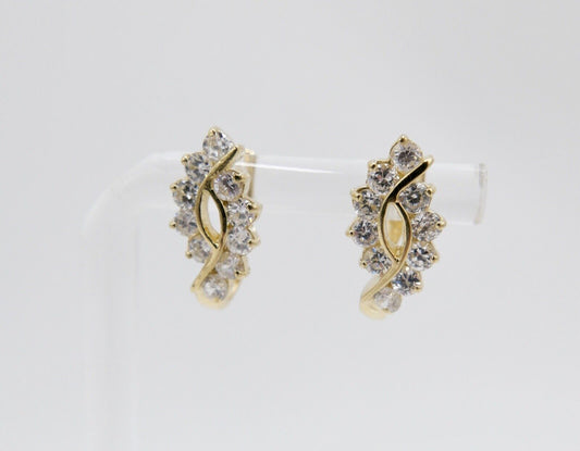 1,2 Ct Zirkonia Diamant Imitat Elegante Creolen Clips Gold 585 14K SARA Ohrringe - Antikhandel-Stuttgart