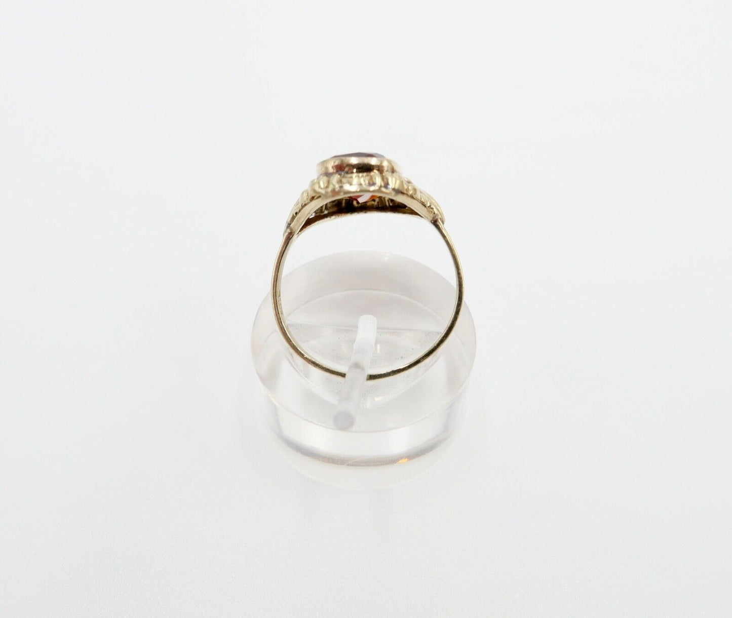 50er Jahre Damenring Gr. 57 Gold 333 / 8K mit großem Citrin - Antikhandel-Stuttgart