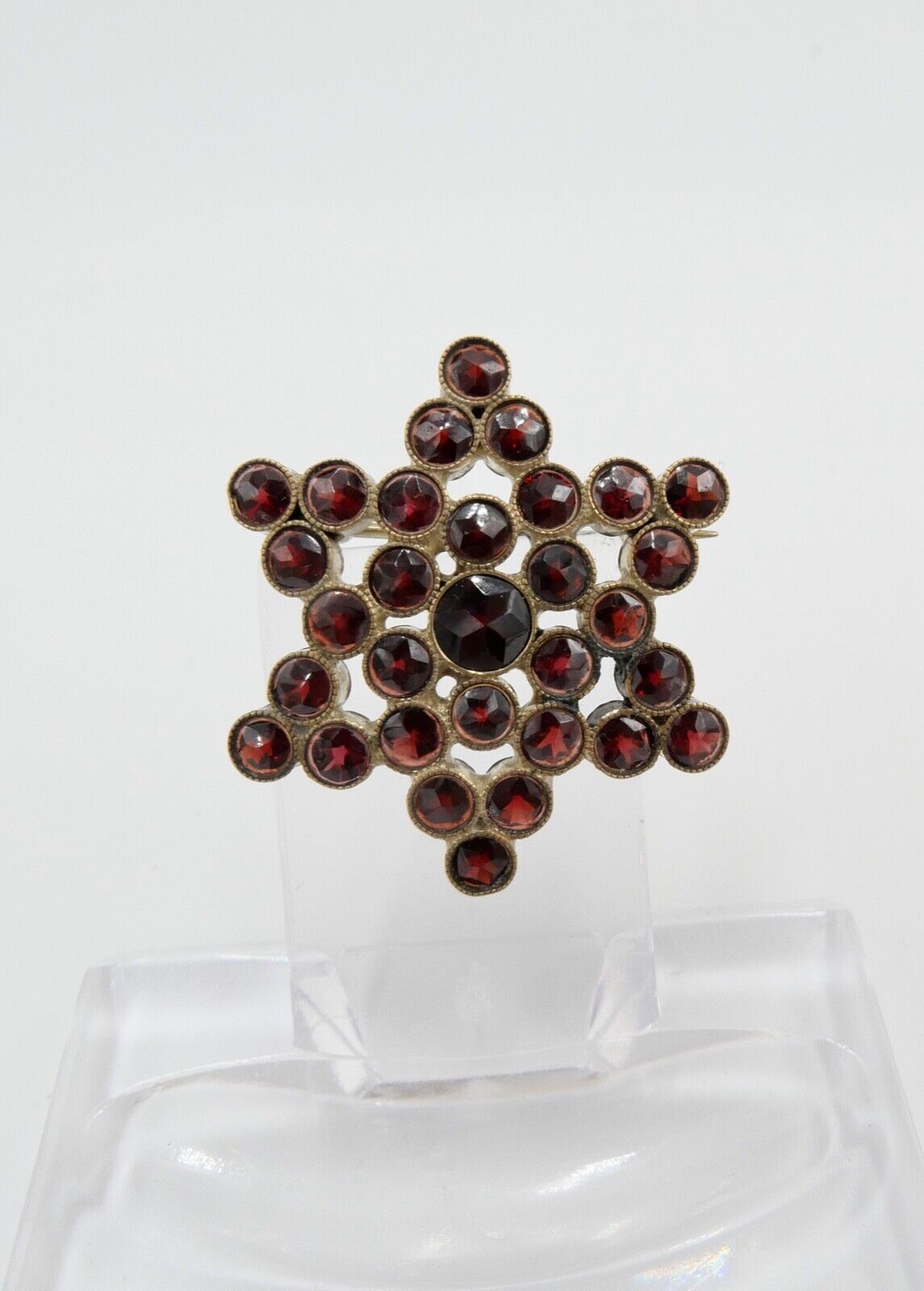 alte Stern Granat Brosche vergoldet 4,8 gr - Antikhandel-Stuttgart