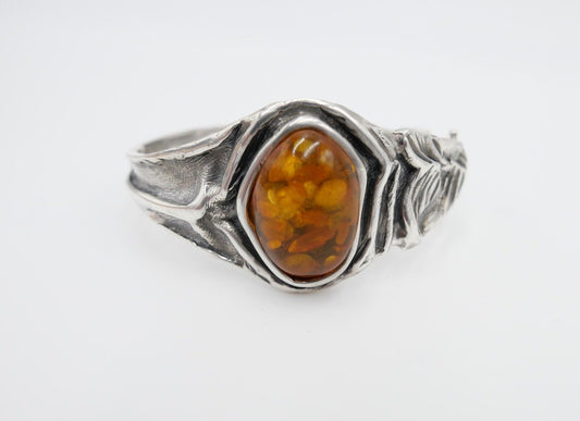 vintage Silber 925 Bernstein Armband Armreif Armspange Sterlingsilber - Antikhandel-Stuttgart