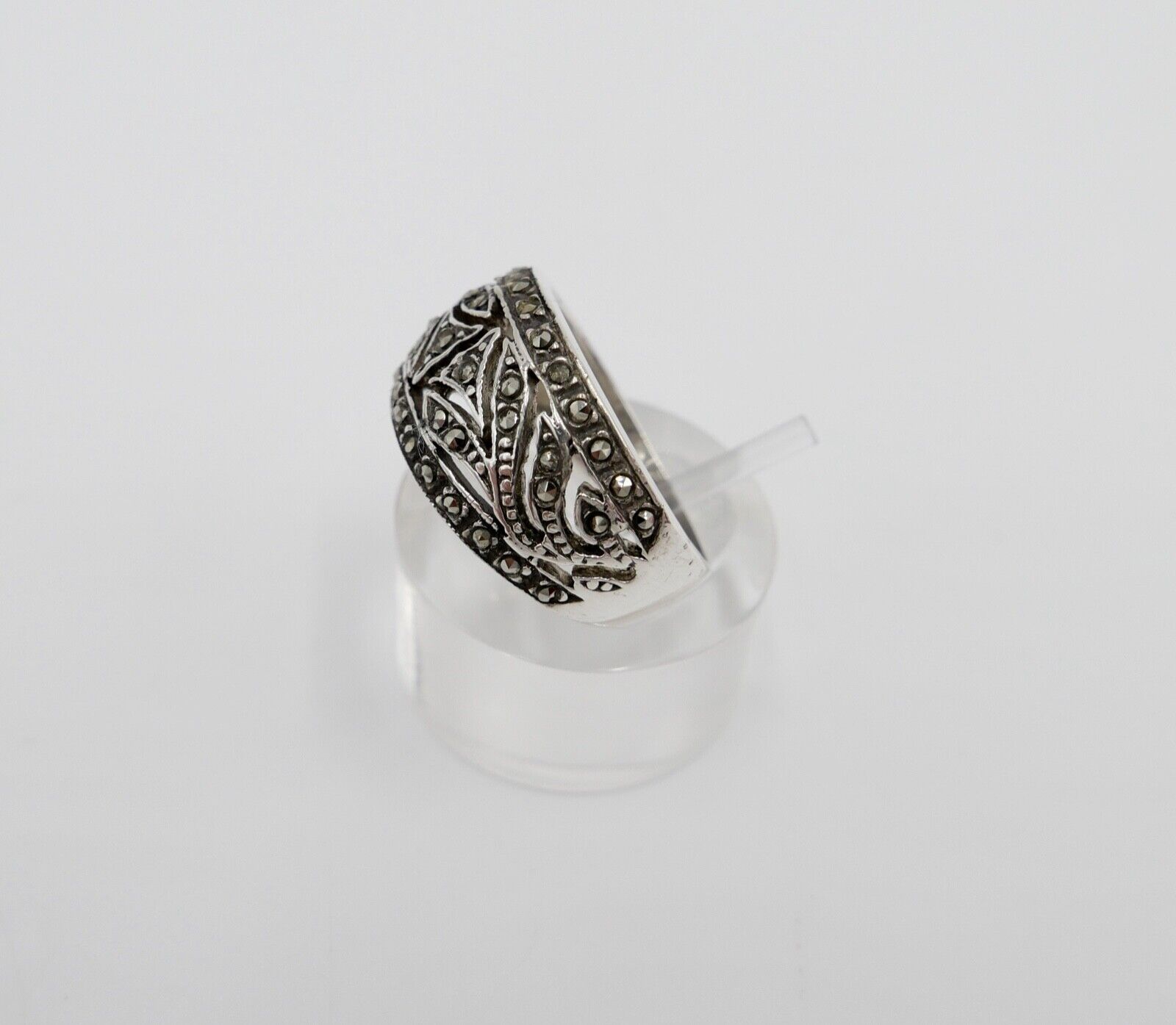 80er Jahre Markasit 925 Silberring Gr. 57 Damenring - Antikhandel-Stuttgart