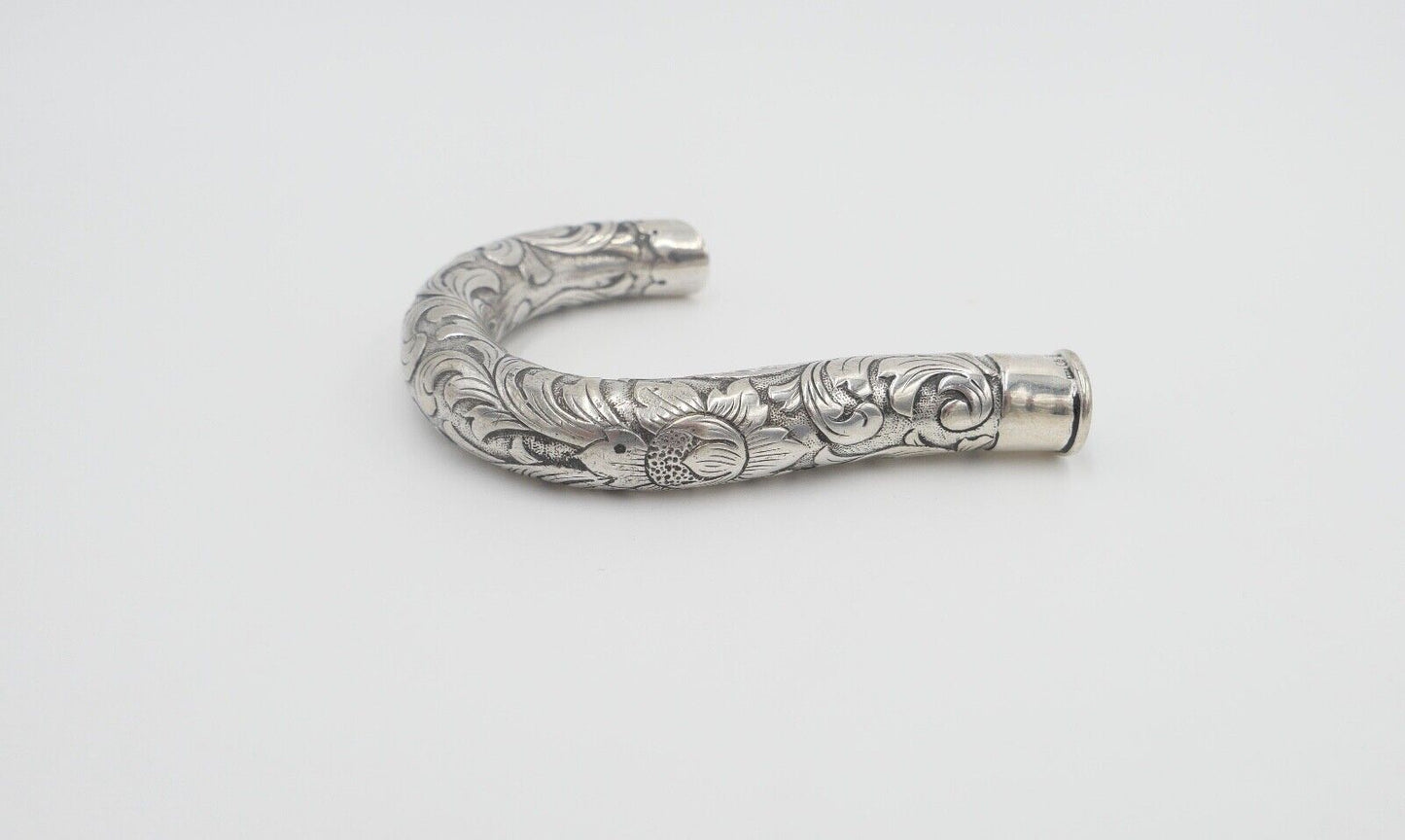 um 1900 Jugendstil Flanierstock Griff 800 Silber Monogramm JW mit Meistermarke - Antikhandel-Stuttgart