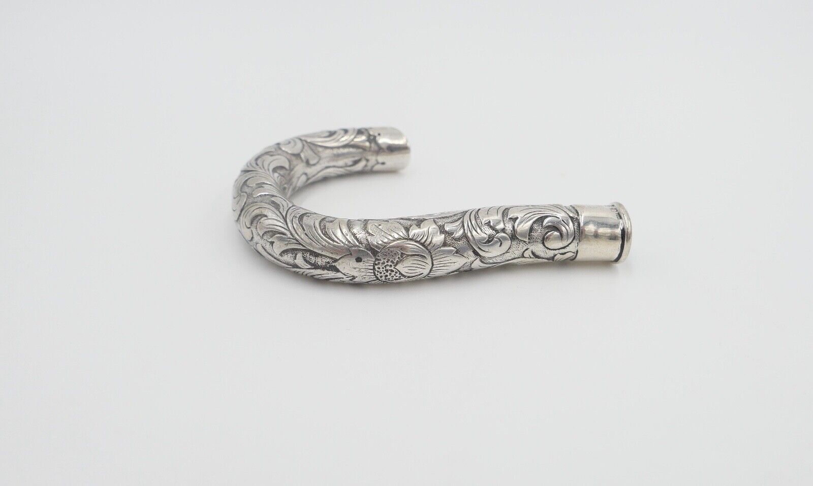 um 1900 Jugendstil Flanierstock Griff 800 Silber Monogramm JW mit Meistermarke - Antikhandel-Stuttgart