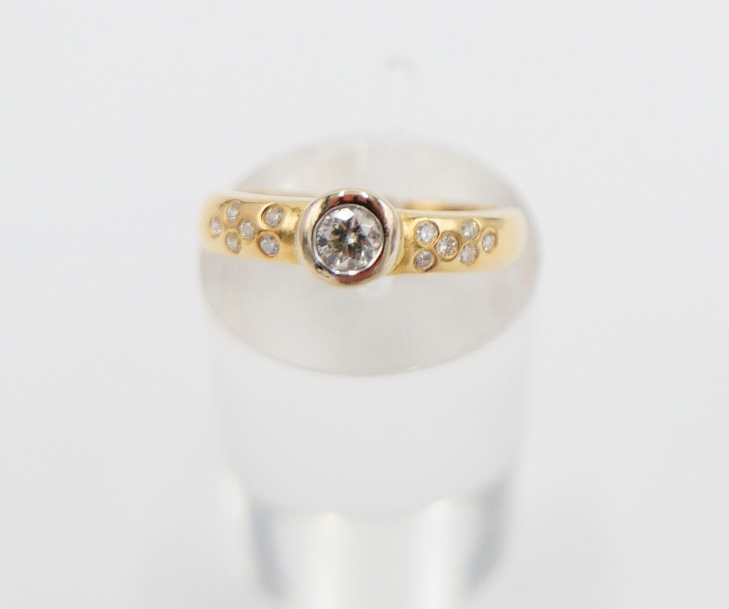 Eleganter Bicolor Gelb/Weiß Gold Ring 0,32 Ct SI Brillant 750 18K Gr. 53 - Antikhandel-Stuttgart