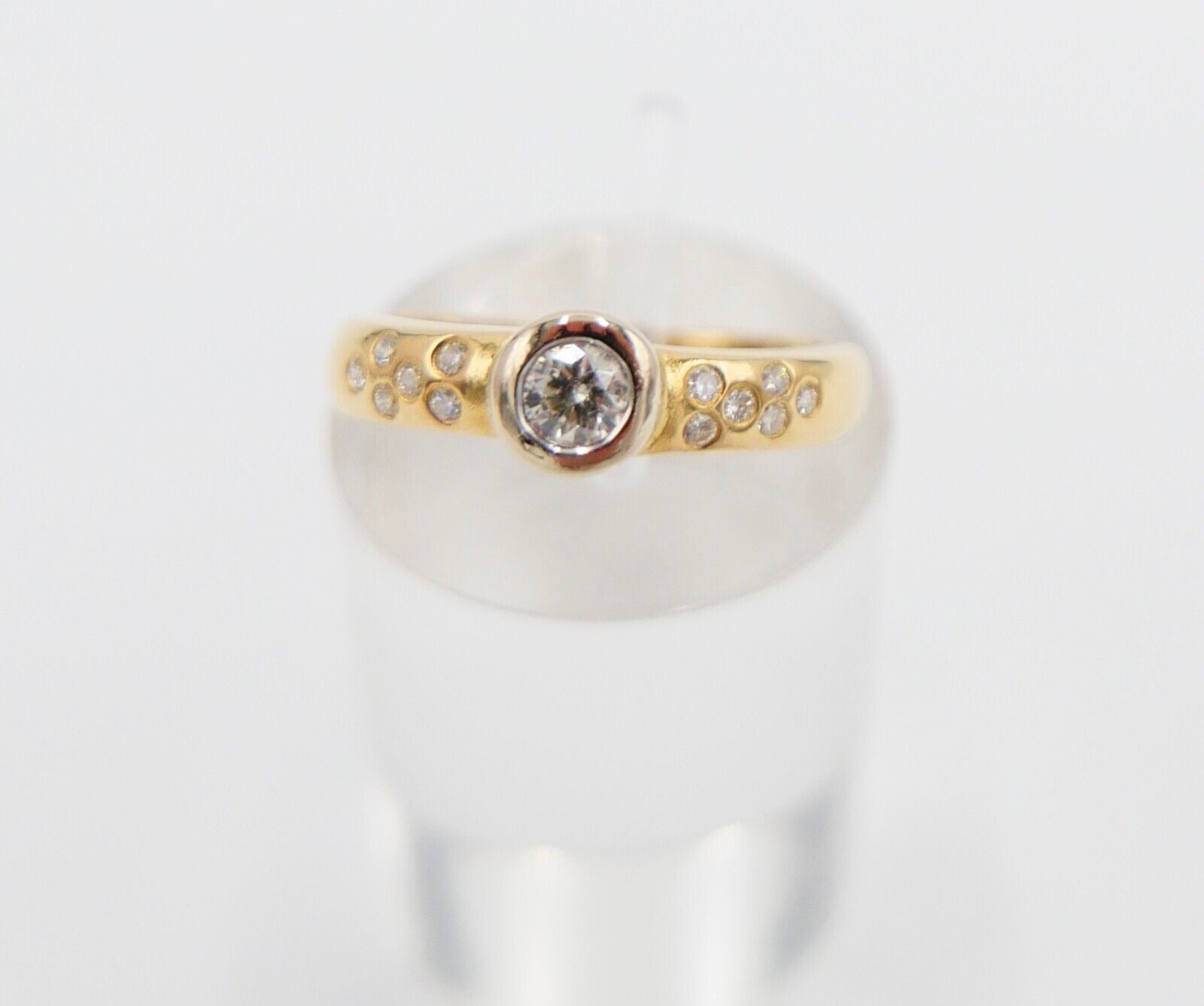 Eleganter Bicolor Gelb/Weiß Gold Ring 0,32 Ct SI Brillant 750 18K Gr. 53 - Antikhandel-Stuttgart