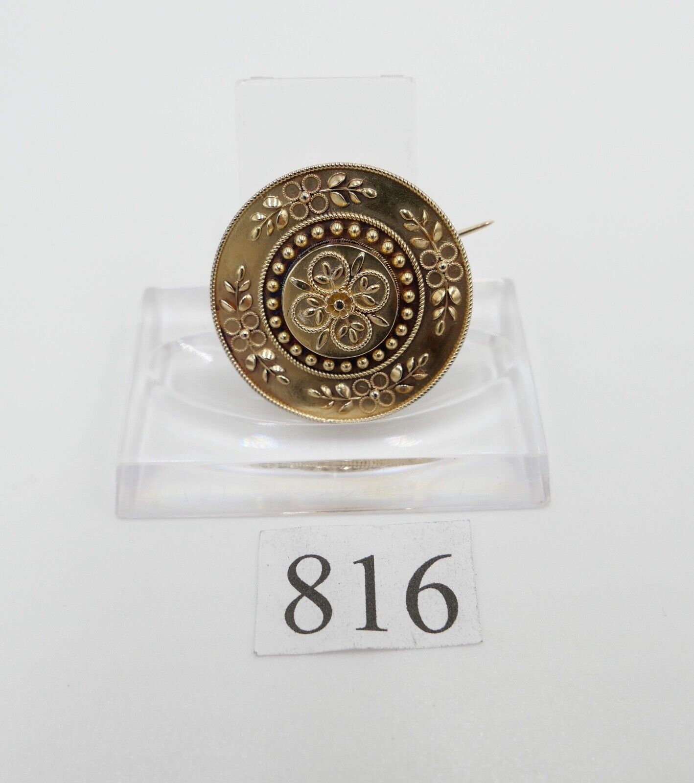 Alte Brosche 15Ct Gelb Gold JUGENDSTIL Motiv Floral & Granulation Arbeit - Antikhandel-Stuttgart